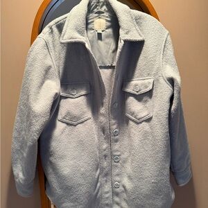 Joie Light Blue Textured Shirt Jacket
